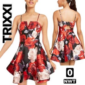 NWT TRIXXI Floral Back Bow Puff Dress (0)